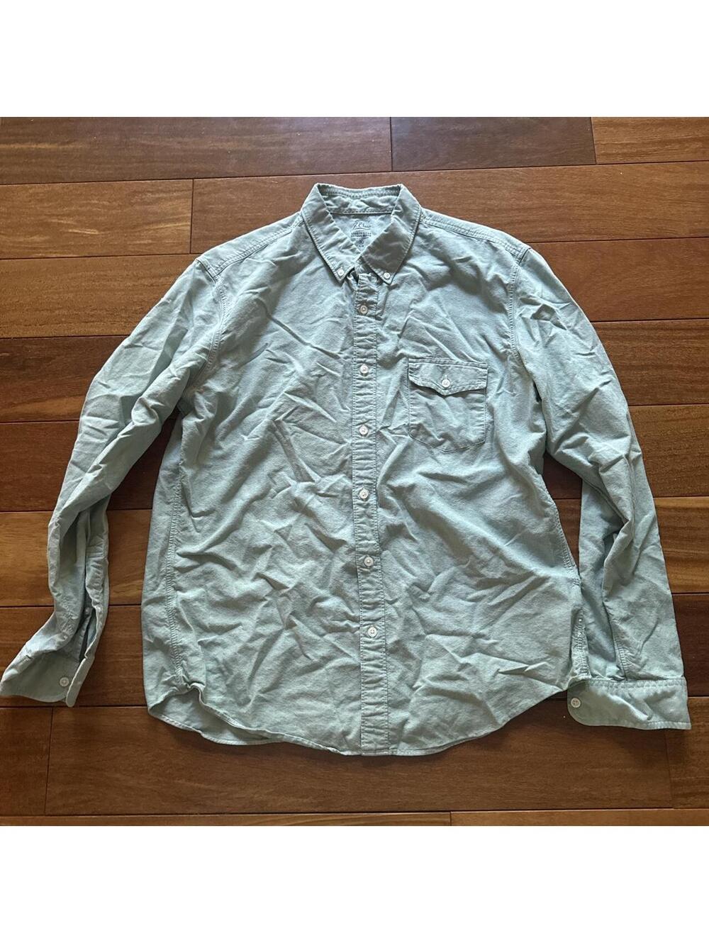 J.Crew Men's Green and Blue Shirt